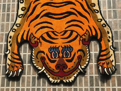 Orange Tibetan Tiger Rug Carpet - Handknotted handmade Nepal - 2x3ft - Picture 6 of 6