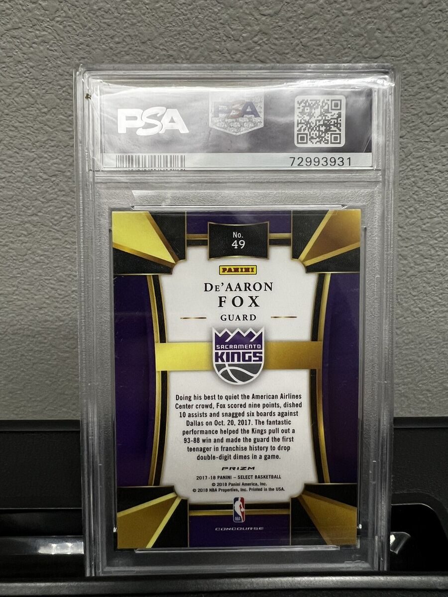 DE'AARON FOX PSA 10 2017 PANINI SELECT #49 ROOKIE BLUE PRIZM