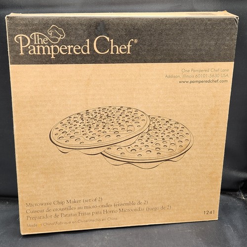Pampered Chef Microwave Chip Maker Set Of 2 New In Box - Picture 2 of 10