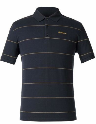 Ben Sherman Uomo Grande Formato Classico Piqué Polo a Righe in Navy Scuro Ben Sherman Uomo Grande Formato Classico Piqué Polo a Righe in Navy Scuro