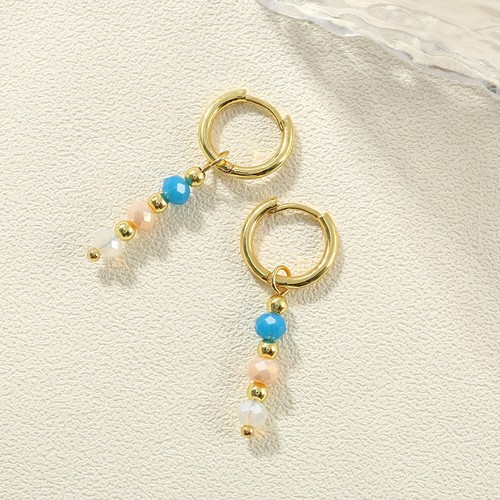 Earring Miyuki Delica Gold Plated Mix Color Beads Hoops Dangle Earrings - Picture 54 of 55