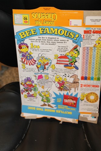 General Mills Honey Nut Cheerios w/FRUIT SKITTLES Pack BEE FAMOUS 1991 - Picture 2 of 3