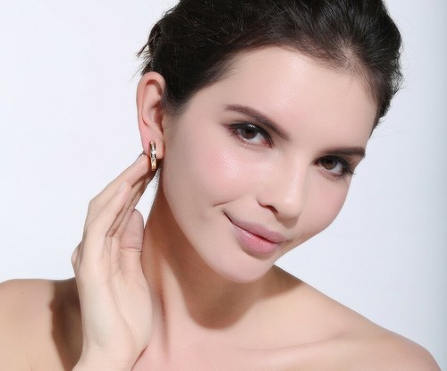 Damen Ohrringe Klapp Creolen 18 K 3 Fach Rhodiniert Hochglanzpoliert Ohrschmuck - Bild 8 von 9