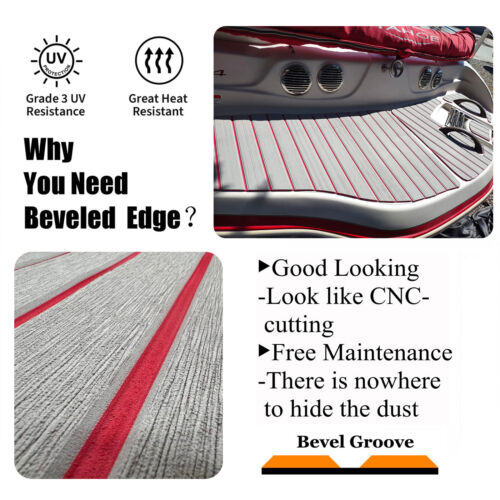Grey over Red EVA Foam Boat Flooring Carpet Marine Decking Sheet , Bass Boat Mat - Picture 5 of 21