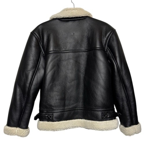 Aeropostale NWT Faux Leather Faux Sherpa Fur Moto Bomber Jacket Coat Size Medium - Picture 2 of 5