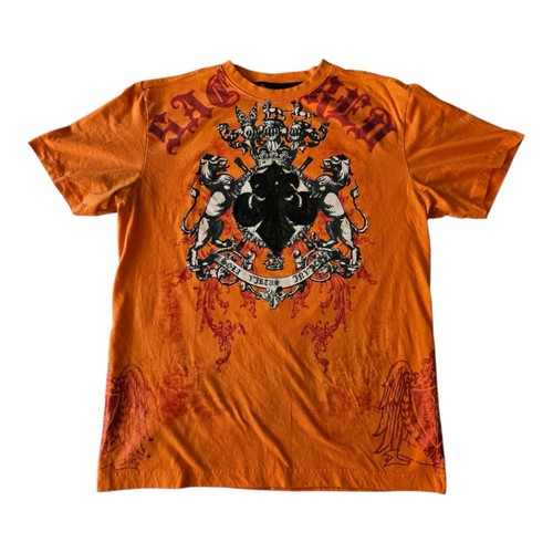 Vintage Y2k Raw Blue T-Shirt Herren 2XL Orange Flügel MMA Style Jesse Pinkman