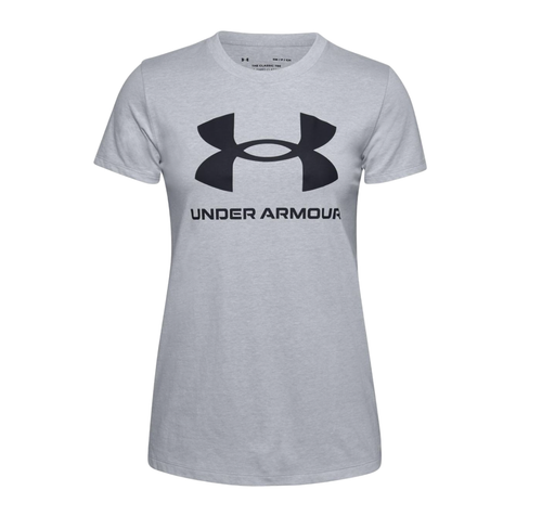 Womens Under Armour Sport Style Logo Short Sleeve Grey Shirt - Picture 5 of 7