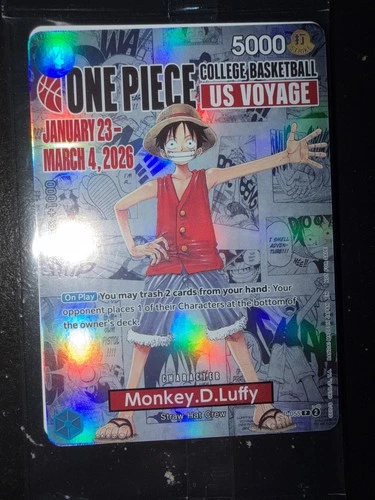 LIMITED (One Piece x Illini MBB) Monkey D. Luffy P-055 US Voyage Trading Card