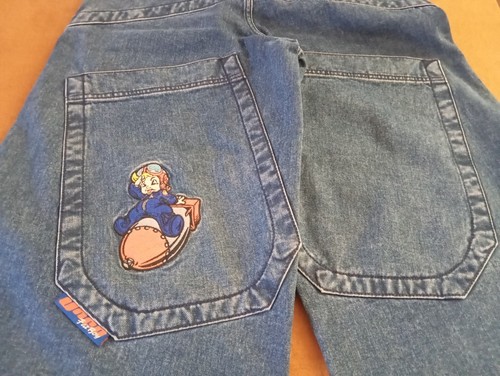 JNCO Fat Boy Baggy Wide Leg Jeans Dark Stone Y2K Size 32x29 - Picture 11 of 21