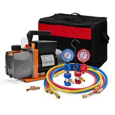 3.6CFM 1/4HP Air Vacuum Pump HVAC Manifold Gauge Set AC A/C Refrigeration Kit
