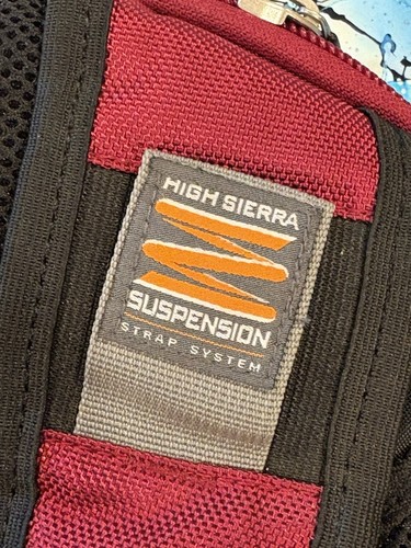 High Sierra Elite Backpack Airflow Cooled Back Suspension Strap Red Black - Picture 12 of 19