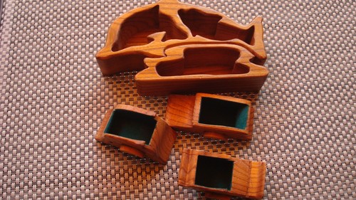 Süsse, kleine Holz-Schmuckschatulle, Delphin mit 3 Schubladen - Bild 2 von 4