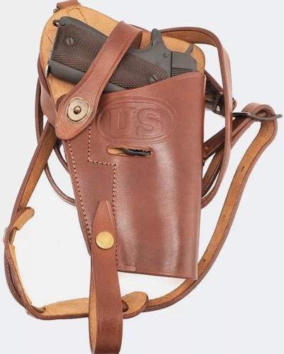 WWll-WW2 US M7 Leather Holster .45 Shoulder Tanker Holster Colt M1911 Replica. - Picture 4 of 4