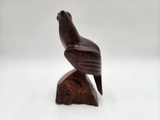 Vintage Hand Carved Bald Eagle Ironwood Figurine Sculpture Dark Brown Wood 8.25h