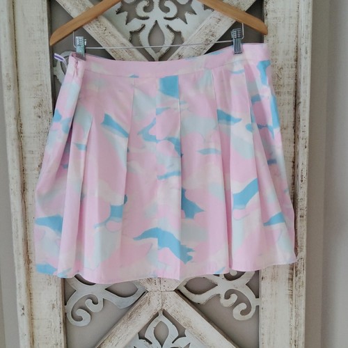 bp Nordstrom Plus A-Line Flare Pleated Mini Skirt in Pink & Blue Tie Dye - Picture 5 of 6