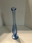 Vintage Fenton Swung Footed Bud Vase Glass Blue 8.5” Rose Stem