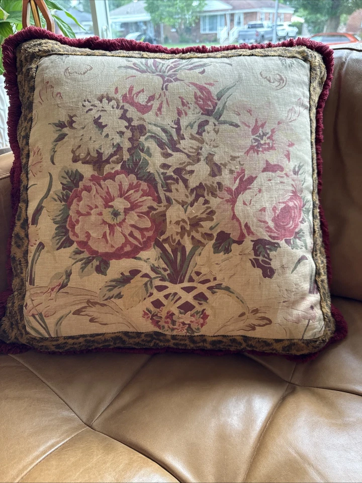 Винтажный Ralph Lauren Guinevere меха Арагон капуста роза цветочный плед подушка 22 X 22 - Изображение 2 из 4