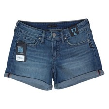 Silver Jeans Co Suki Denim Shorts Womens 27/4 Blue Mid Rise Curvy Cuffed