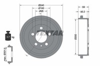 2X Textar Bremstrommel 94023800 FüR Audi Seat Skoda VW