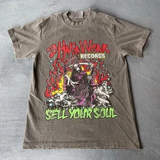 Shaka Wear Records Sell Your Soul Short Sleeve Gray Logo T-Shirt Small