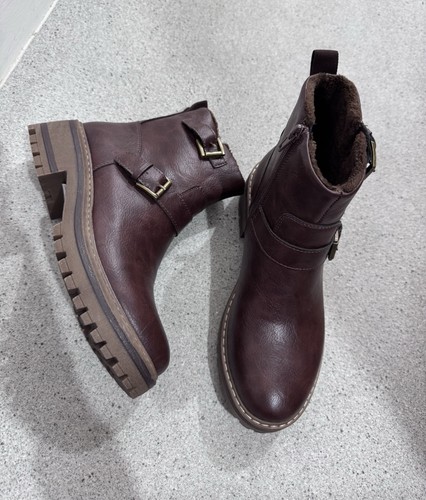 Lotus Brown Jagger Zip Up Faux Leather Ankle Boots UK 4 RRP£65 - Picture 3 of 23