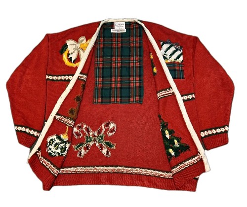 Cárdigan De Colección Marisa Christina The Christmas Collection 1992 2X Suéter Años 90 Feo - Imagen 2 de 14