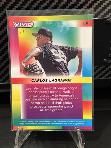 2023 Leaf Vivid Carlos Lagrange RC Rookie Navy Mojo /7 C1B - Picture 2 of 2