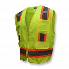SV62-2ZGT-3X Class 2 Two Tone Surveyor Safety Vests, Solid Twill Green, 3 XL