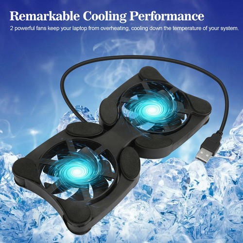 Dual USB Fan Cooler Pad for Laptop 7-15 Inch Adjustable Foldable Arms Low Noise - Picture 13 of 15