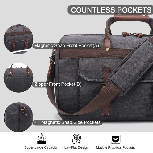 Seesack für Herren Wasserdicht Echtleder Canvas Reisetasche für W... - Bild 5 von 7