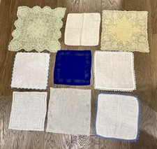 Lot of 9 VINTAGE Handkerchiefs Hankies - Craft Pieces - Linens