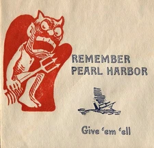 USA WWII Patriotic Cover Postal Unused Pearl Harbor Devil Give em Hell Cover
