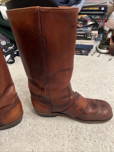 Vintage Frye Campus Roper Stiefel 12D eckige Zehenpartie Black Label braun Made in USA - Bild 5 von 15