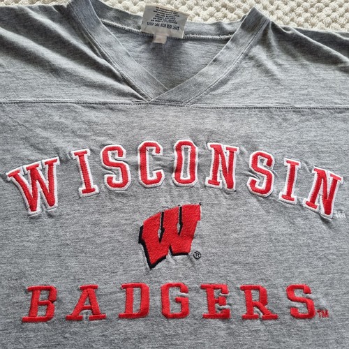 Vintage 1990s Lee Sport Tshirt Unisex Large Grey Wisconsin Badgers Football USA - Picture 3 of 12