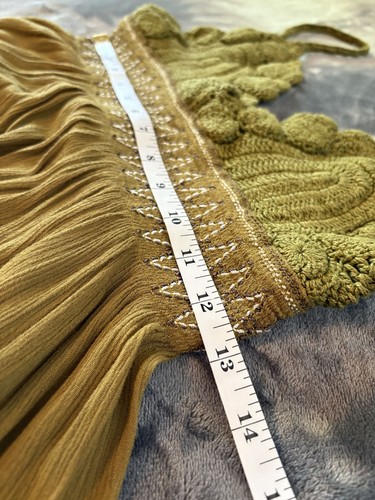 Free People Top Donna Uncinetto Babydoll Cami S Verde Boho Festival Uscire - Foto 8 di 9