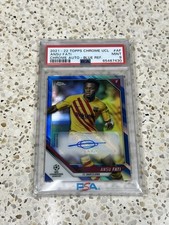 21-22 TOPPS Chrome UEFA UCL Ansu Fati Chrome Auto Blue Refractor PSA9 27/150