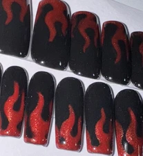 Eternal Flame Ready to Ship Press-on Nails Square Shape