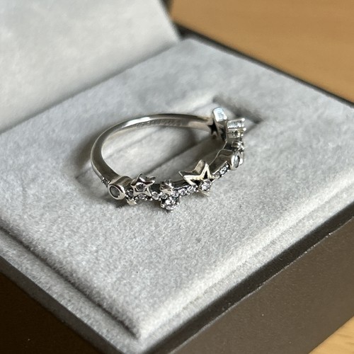 Pandora 925 Silver stars band Ring / Clear Stones Size M/ 52 - Picture 5 of 7