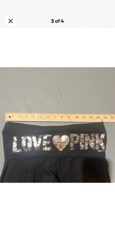 Vintage Victoria's Secret S pink yoga Capri black with silver bling NWT - Picture 6 of 7