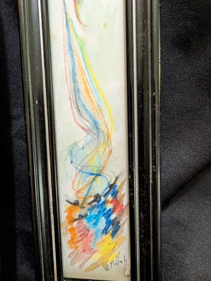 Vintage Set 3 Framed Miniature original Paintings-abstract-all 3 signed - Image 2 of 4