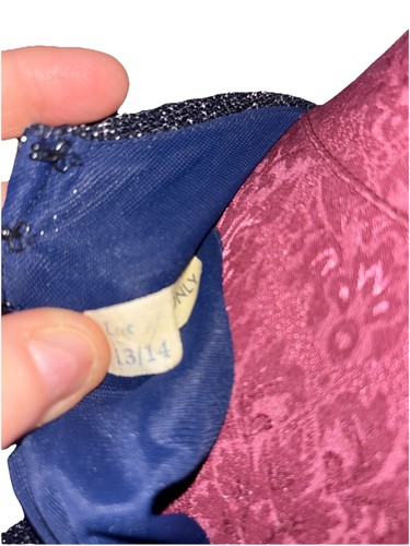 70er Jahre Disco Kleid 12/14 blau silber lang Boho Retro Vintage Metallic - Bild 4 von 5