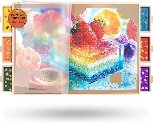 1500 Piece Puzzle Board Pro 34" x 25" 6 Drawers Cover Sort-Wise Colorful Felt Wo - Picture 1 of 7