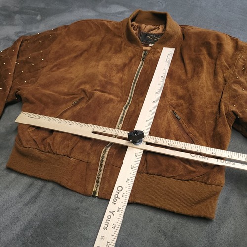 Vtg Pelle Ssimo New York Paris Brown Suede Bomber Jacket Made France A.P.C. Bead - Picture 10 of 11