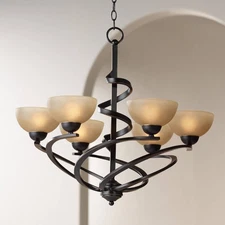Dark Mocha Chandelier 27 1/2" Wide Rustic Swirling Ribbon Amber 6-Light Fixture