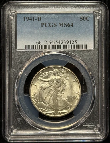 PCGS MS 64 Uncirculated 1941-D Walking Liberty Half Dollar 50C Coin - 125