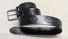 vintage USA made HARLEY DAVIDSON buckle belt 40 black TOOLED leather WESTERN