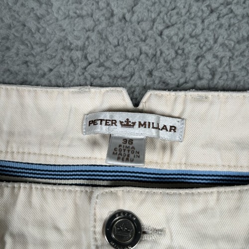 Peter Millar Pants Mens 36 White Pima Cotton Casual Chino Straight Leg Made Peru - Picture 2 of 6
