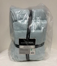 MADISON PARK Signature Towel Set 1000 GSM 100% Soft Cotton in Sky Blue (6-Piece)