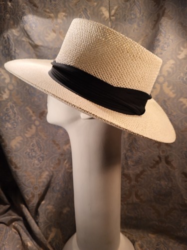 HERRENHUT BREITE KREMPE STROH FEDORA PANAMA WEISS GRÖSSE 71/4 BIS 73/8 HERGESTELLT IN DEN USA - Bild 5 von 20