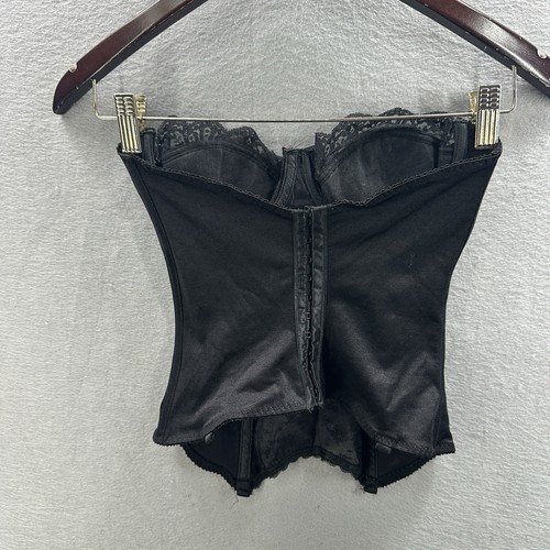 Lady Marlene corsetto vintage nero pizzo floreale disossato 38C ferretto con passanti giarrettiera - Foto 7 di 16